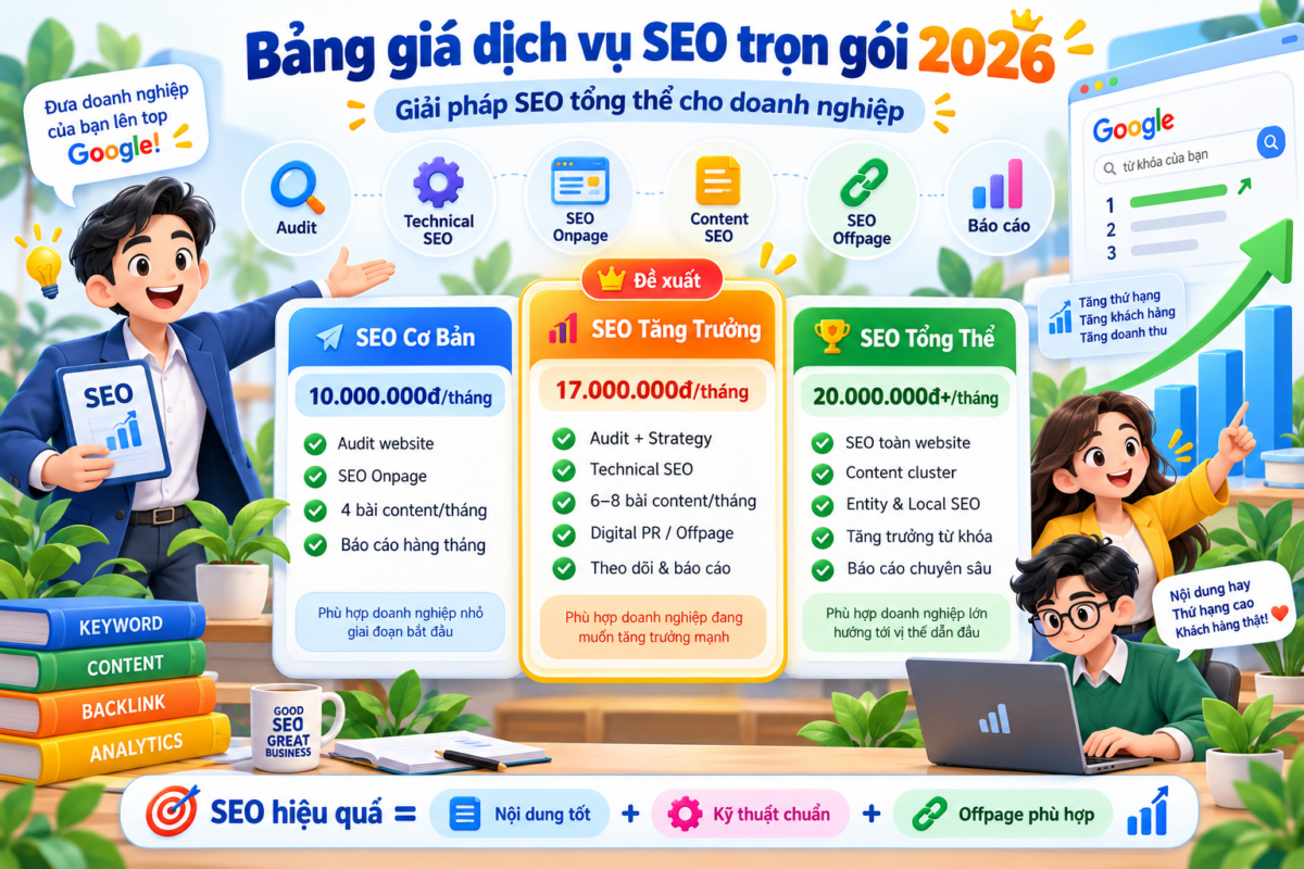 Bảng giá dịch vụ seo trọn gói