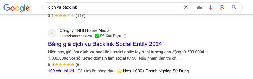 Kết quả sau khi chạy traffic user với từ khóa dịch vụ backlink