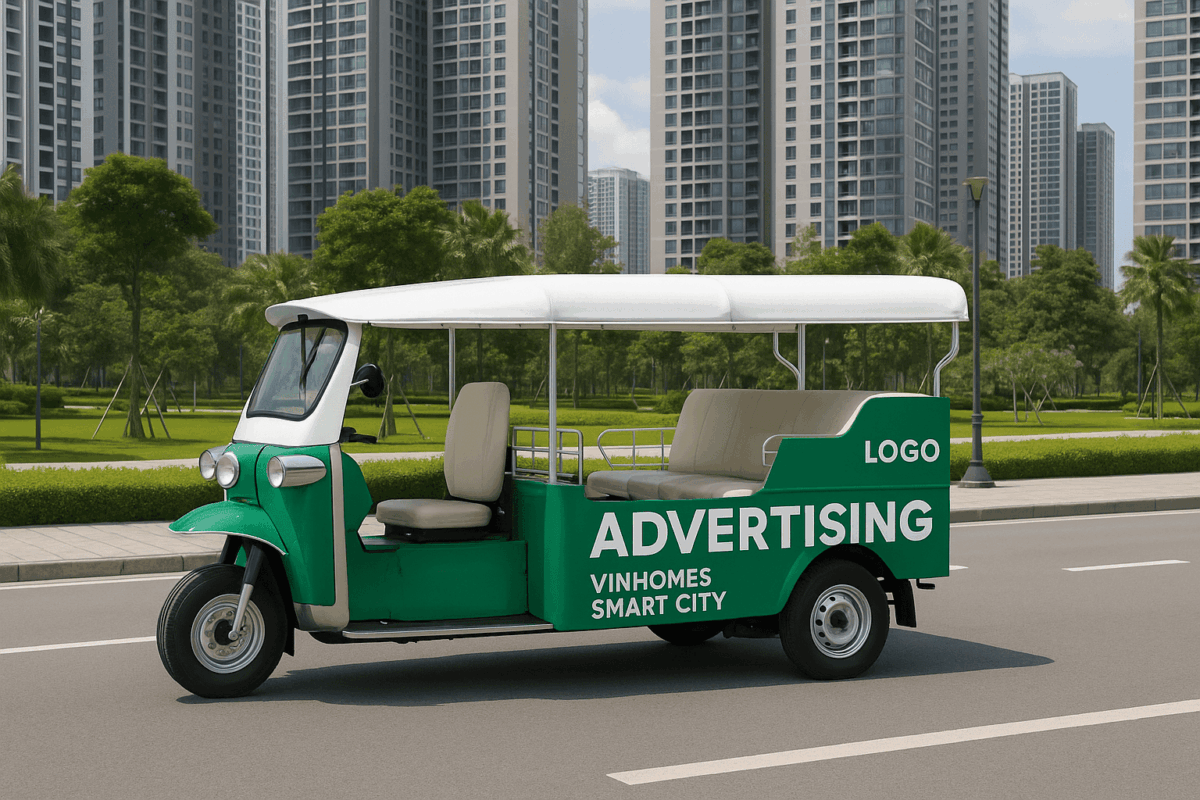 DỊCH VỤ QUẢNG CÁO XE TUK TUK VINHOMES TÂY MỖ