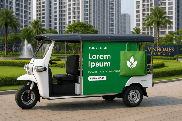 QUẢNG CÁO XE ĐIỆN TUK TUK TẠI VINHOMES TÂY MỖ