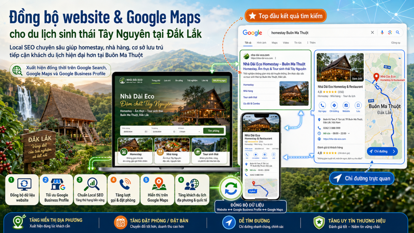 Giải pháp tối ưu hóa website du lịch dịch vụ tích hợp Google Maps cho cơ sở lưu trú Buôn Ma Thuột