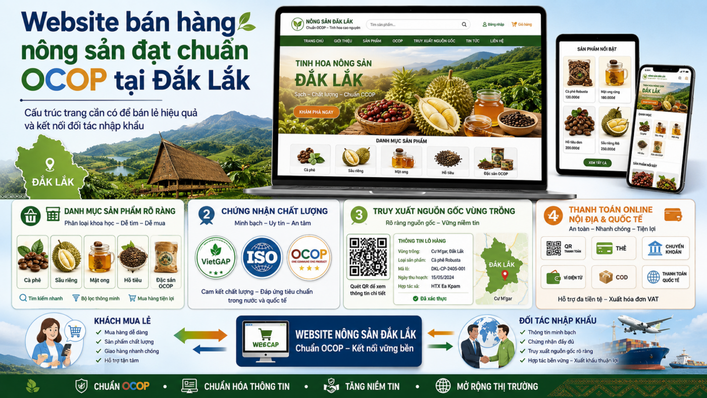 Làm thế nào để xây dựng cấu trúc website bán hàng nông sản đạt chuẩn OCOP Đắk Lắk?