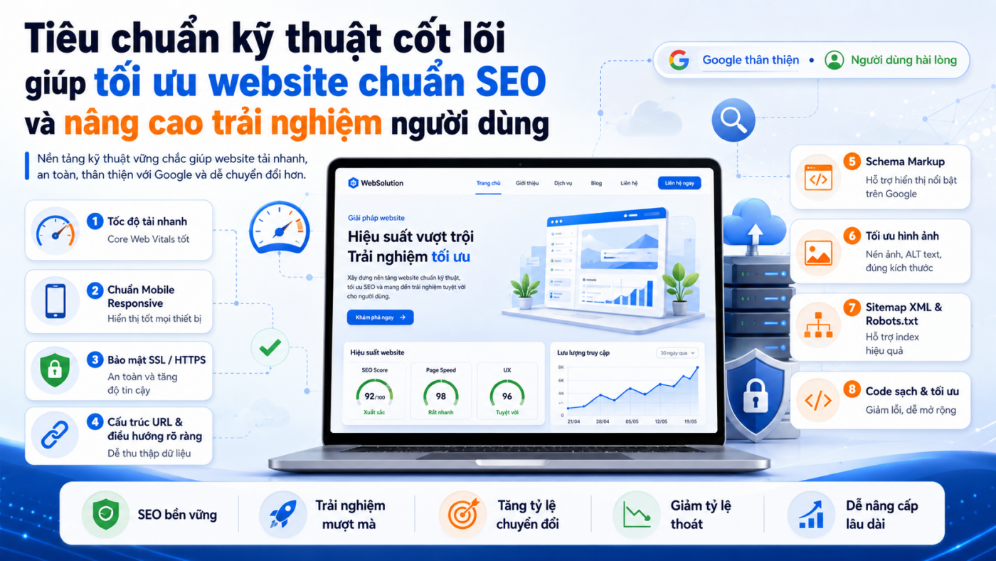 Tiêu chuẩn kỹ thuật cốt lõi giúp tối ưu website chuẩn SEO và nâng cao trải nghiệm người dùng