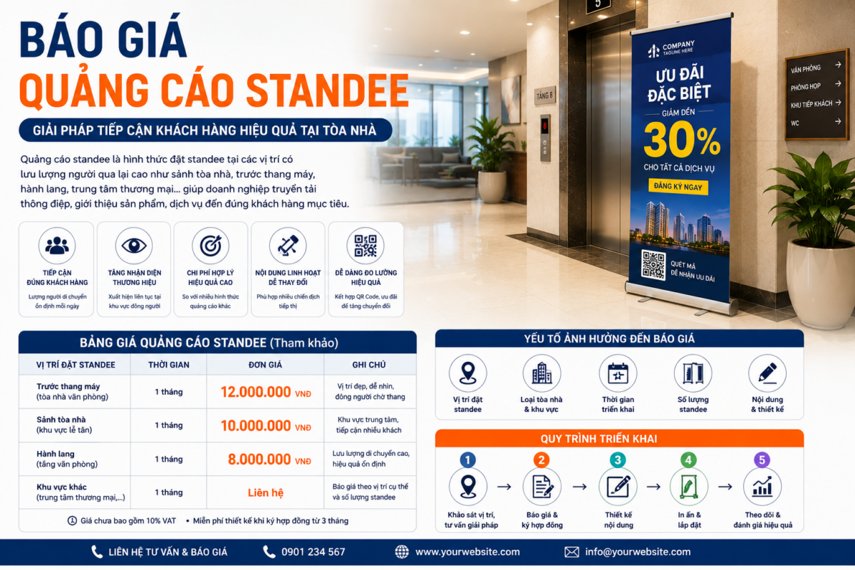 Báo giá quảng cáo standee bao nhiêu